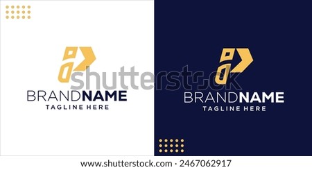 Creative Letter IP Logo With Arrow Facing Forward, Design Inspiration, Illustration, Vector