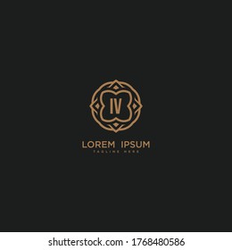 Creative letter IV logo icon design. Luxury jewelry frame gem edge logotype.