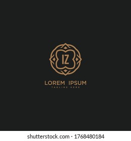 Creative letter IZ logo icon design. Luxury jewelry frame gem edge logotype.