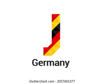 Creative Letter J with 3d germany colors concept. Good for print, t-shirt design, logo, etc. Vector illustration.