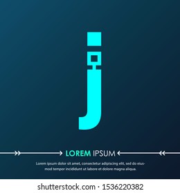 Creative  letter j digital circuit style font. Blue letter made of electric current wires and connectors. Modern design concept.
