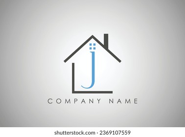 Plantilla de diseño del logotipo del hogar de la carta creativa J.