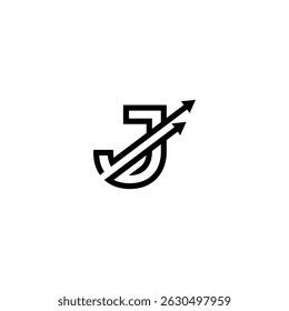 Creative Letter J Initial Logo with Dynamic Arrow, Vector Identity for Fast-Growing Companies.