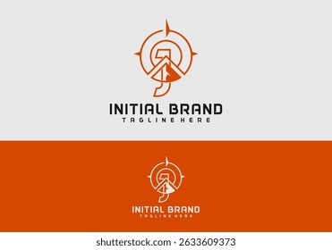 Creative Letter J Logo with Compass Symbol
