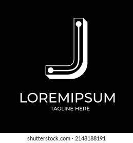 Tecnología de diseño de logotipo de carta creativa J  