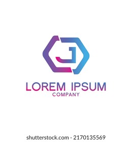 Diseño del logotipo de la letra creativa J con símbolo de punto o punto