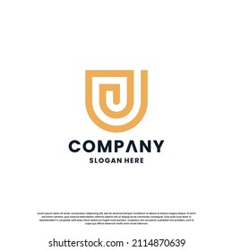 Design-Kombination aus kreativem Buchstaben J-Monogramm-Logo und Schild