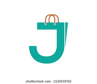 Creative Letter J With on Shopping Bag Logo Design. Concept of a Modern Online Shopping.