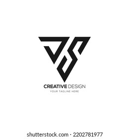 Creative letter J S triangle shape monogram logo