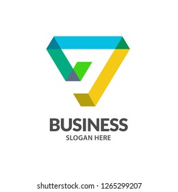 creative letter J triangle color logo vector illustration