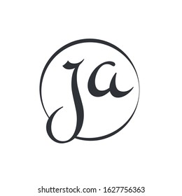 Creative letter JA Logo Design Vector Template. Initial Linked Letter JA Logo Design