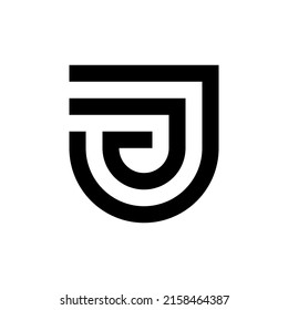 Diseño del logotipo de JA de carta creativa