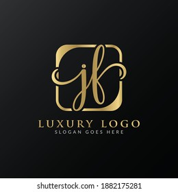 Plantilla de vectores de diseño de logotipo JF de carta creativa. Diseño del logotipo de la carta de lujo inicial JF