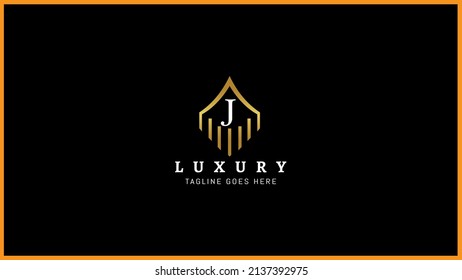 Creative letter Jj luxury Line art Real Estate Building Construction logo design.Golden color Linear alphabet initial letter j monogram icon sign.
