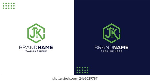 Creative letter JK CASTLE Hexagon logo unique idea, Design Inspiration, Illustration, Vector