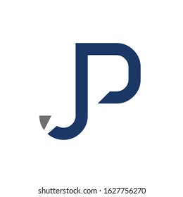 Creative letter JP Logo Design Vector Template. Initial Linked Letter JP Logo Design