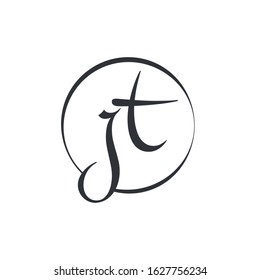 Creative letter JT Logo Design Vector Template. Initial Linked Letter JT Logo Design