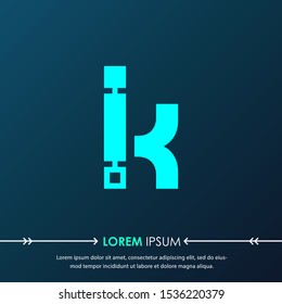 Creative  letter k digital circuit style font. Blue letter made of electric current wires and connectors. Modern design concept.