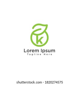 Letra creativa K logotipo de hoja ecológica elementos de diseño de iconos