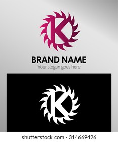 Creative letter K icon. Sun logo concept
