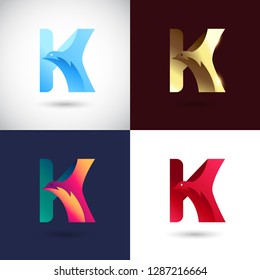 Creative Letter K logo design with Dove Bird concept for Business Company . Abstract letter logo Design Template with different color version set.