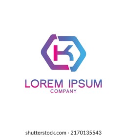 Creative Letter K logo design with point or dot symbol