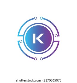 Creative Letter K logo design with point or dot symbol