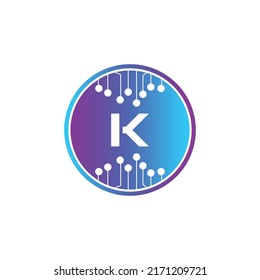 Creative Letter K logo design with point or dot symbol