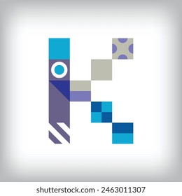 Diseño creativo del logotipo de la letra K con Formas geométricas. Gráficos coloridos educativos creativos. Vector