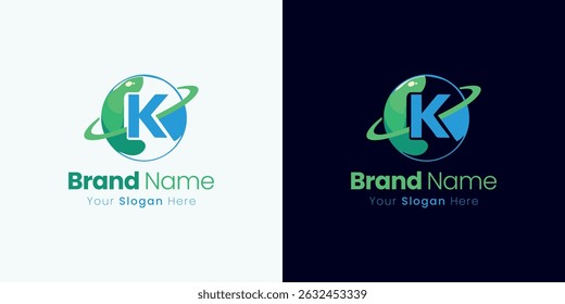 Creative Letter K Logo Design Globe Orbit Icon for Modern Brand Identity