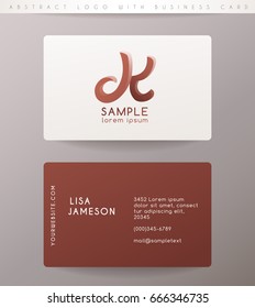 Creative Letter K Logo Design with Business Card Template : Vector Illustration