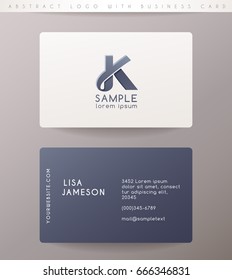 Creative Letter K Logo Design with Business Card Template : Vector Illustration