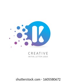 Creative Letter K Logo with Dots. Design Vector Illustration Template