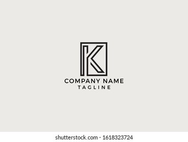 Creative Letter K Logo Icon Minimal Unique Design with Black and White Color in Vector Editable File.