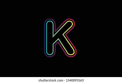 Creative letter K Logo. neon color style