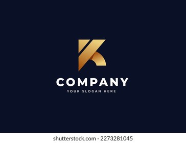 Creative letter K luxury golden logo design concept. Initial symbol for corporate business identity. Alphabet vector element