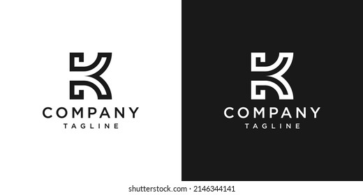 Creative Letter K Monogram Logo Design Icon Template White and Black Background