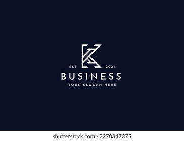 Creative Letter k Monogram Logo mit sauberem und elegantem Liniendesign, Vektorgrafik
