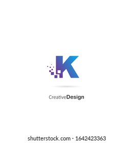 Creative Letter K Pixel Logo Design Element. Design Vector Pixel Logo Template