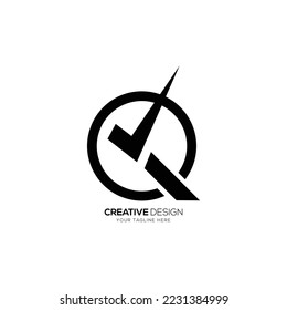 Letra creativa logotipo en forma de círculo K Q