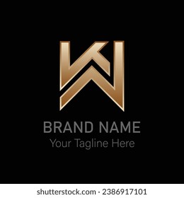 Concepto vectorial de diseño de logotipo K y W de letra creativa