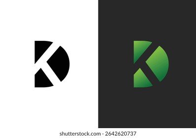 Creative letter KD logo design with negative space style, clean and clever design, vector illustration