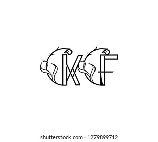 creative letter KF rounded shape monogram flourishes ornament logotype