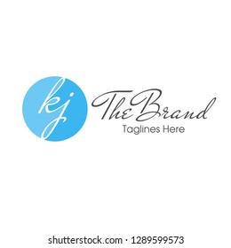 creative letter kj handwritten style logo with circle background vector 