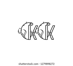 creative letter KK rounded shape monogram flourishes ornament logotype