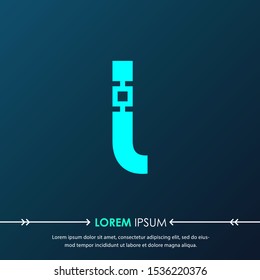 Creative  letter l digital circuit style font. Blue letter made of electric current wires and connectors. Modern design concept.