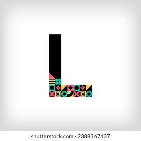 Creative letter L. Logo from capital letters with geometric shapes. Creative education colorful graphic. Vector