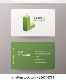 Creative Letter L Logo Design with Business Card Template : Vector Illustration