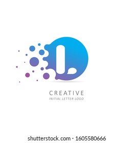 Creative Letter L Logo with Dots. Design Vector Illustration Template