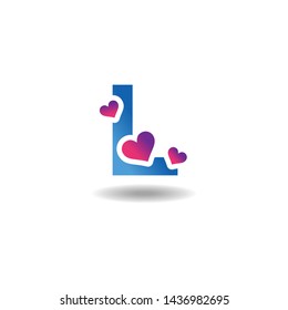 Creative Letter L Logo Icon Design with Hearts or Loves Symbol